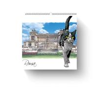 AIMA Calendario Da muro 2026 31x33 cm - Calendario da parete spiralato 12 mesi - Calendario Con Gatti e Monumenti D'Italia - Calendario Con Gatto 2026 - Con 2 Calamite in Omaggio - Gatto Bianco e Nero
