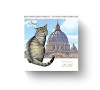 AIMA Calendario Da muro 2026 31x33 cm - Calendario da parete spiralato 12 mesi - Con Gatti e Monumenti Roma - Calendario Con Gatto 2026 - Con 1 Calamita e 1 Block Notes in Omaggio - Gatto San Pietro