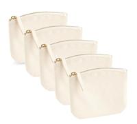 AIMA Pochette Trucchi Astuccio in Tela Cotone Canvas Organico, Pochette Multiuso con Zip Dorata, Organizer Valigia, Borsa, Astuccio Portapenne, Borsello Personalizzabile - 5 Pezzi, 14,5x11 cm