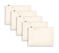 AIMA - Pochette Trucchi Canvas Natural 5 pz Taglia M - Trousse da viaggio donna in cotone canvas organico - Beauty case porta trucchi multiuso
