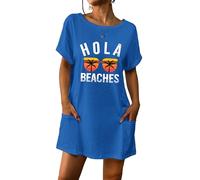 AI'MAGE Copricostume da Bagno Swimsuit Cover Up per Le Donne Beachwear Blu Hola S
