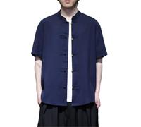 AIMAIBMLD Men's Shirt Chinese Style Cardigan Jacket Open Front Outerwear -Color-XX-Large