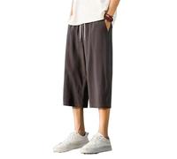 AIMAIBMLD Pantaloncini Estivi in Cotone Lino da Uomo, Leggeri Larghi da Spiaggia Jogging Grey1 M