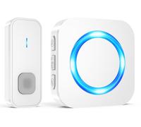 AIMAX Campanello radio con 1 ricevitore e 1 trasmettitore, kit campanello per porta d'ingresso, 400 m, portata elevata, IP55, impermeabile, 55 suonerie, 5 livelli di volume con flash LED