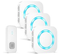 AIMAX Campanello Senza Fili Da Esterno con 1 Trasmettitore e 3 Ricevitori,Portata 400m,Wireless Doorbell,IP55 Impermeabile,55 Melodie e 5 Livelli di Volume,Indicatori LED,Per Casa/Porta d’Ingresso