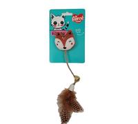 Aimé - Giocattolo Kawaii Corda per gatto a forma di volpe - Gioco gatto appartamento - Colorato, Cracky e divertente - con imbottitura Catnip - Viso attento, Piume e campanelli attraenti