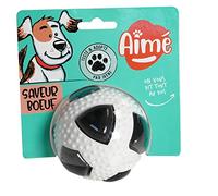 Aimé - Giochi per cani - Palla per cani - Giochi interattivi per cani - Pallone da calcio con squeaker e campanellino - All'odore di manzo - 8 cm - Stimola olfatto e udito del cane