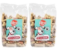 Aimé - Osso da masticare per cane sapore di pollo - dolcetto a forma di osso - cibo gustoso e goloso - 500 g (Confezione da 2)