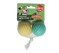 Aime - Set di 2 palline per cani, in gomma, 100% naturale, resistente, resistente, 5 cm