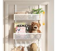 Aimeaihe Appendiabiti da porta con 12 ganci e 2 cestini in rete, organizer per porta del bagno, per camera da letto, cucina (bianco)