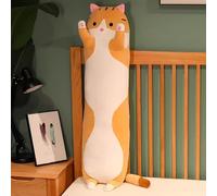 AIMECO Gatto Peluche Cuscino Lungo Morbido Plushie Giocattolo Abbraccio Cuscino Regalo Soffice Coccoloso Adorabile Compleanno Natale e San Valentino Bambini Ragazza Adulti Gatto Giallo 50cm