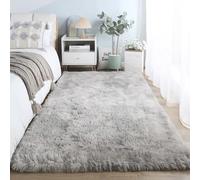 AIMECO Tappeti camera da letto Tappeto Peloso Morbido lungo Soggiorno Carpet stanza da letto pelo piccolo moderno scendiletto salotto moderni Antiacaro Antiscivolo Casa Bambini Grigio chiaro 80*150cm