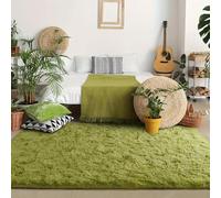 AIMECO Tappeti camera da letto Tappeto Peloso Morbido lungo Soggiorno Carpet stanza da letto pelo piccolo moderno scendiletto salotto moderni Antiacaro Antiscivolo Bambini 60 * 180cm Verde erba