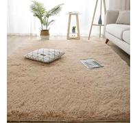 AIMECO Tappeti camera da letto Tappeto Peloso Morbido lungo Soggiorno Carpet stanza da letto pelo piccolo moderno scendiletto salotto moderni Antiacaro Antiscivolo Bambini 80 * 150cm Cammello