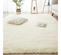 AIMECO Tappeti camera da letto Tappeto Peloso Morbido lungo Soggiorno Carpet stanza da letto pelo piccolo moderno scendiletto salotto moderni Antiacaro Antiscivolo Bambini 60 * 180cm Bianco crema