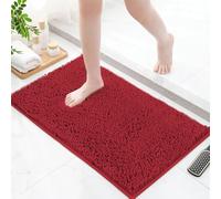 AIMECO Tappetino da bagno in ciniglia, antiscivolo, colore rosso vino, 40 x 60 cm, due pezzi, lavabile, morbido e assorbente, per il bagno