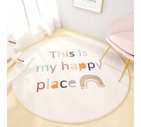 AIMECO Tappeto per Bambini Rotondo 100CM - Morbido e Confortevole Tappeto per Camera dei Bambini Ragazze, Motivo Alfabeto Arcobaleno, Sottile e Facile da Pulire