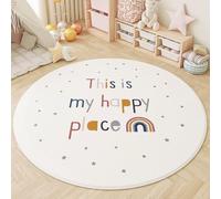 AIMECO Tappeto per Bambini Rotondo 160CM Lettera - Morbido e Confortevole Tappeto per Camera dei Bambini, Ragazze, Sottile e Facile da Curare