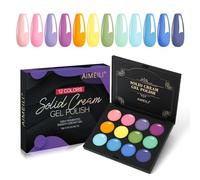AIMEILI 12 Colori Crema Budino Solida Gel Smalto Palette, Effetto Neon Smalti Semipermanente per Unghie UV LED Soak Off Nail Gel Polish, Set 19