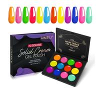 AIMEILI 12 Colori Crema Budino Solida Gel Smalto Palette, Effetto Neon Smalti Semipermanente per Unghie UV LED Soak Off Nail Gel Polish, Set 21