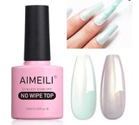 AIMEILI 2 in 1 Lucido Top Coat Smalto Per Unghie Gel Semi Permanente Finishing Glitter No Wipe Lunga Durata 10 ml