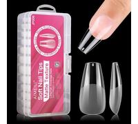 AIMEILI 432 Pezzi 10 Taglie Unghie Finte Lunghe Adesive in Squoval Artificiale Punte per Tip Unghie Ricostruzione per Manicure da Salone Trasparente Unghie Tips Set in Scatola Trasparente, 006