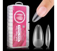 AIMEILI 432 Pezzi 12 Taglie Unghie Finte Lunghe Adesive in Mandorle Artificiale Punte per Tip Unghie Ricostruzione per Manicure da Salone Trasparente Unghie Tips Set in Scatola Trasparente, 005