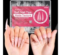 AIMEILI 432 Pezzi 12 Taglie Unghie Finte Lunghe Adesive in Stiletto Artificiale Punte per Tip Unghie Ricostruzione per Manicure da Salone Trasparente Unghie Tips Set in Scatola Trasparente 004