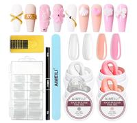 AIMEILI 5 in 1 Trasparente Solid Nail Builder Gel Solid Nail Extension Builder Gel Unghie Gel Ricostruzione Unghie Set Chiaro, Bianco, Rosa e Nudo con Nail Tool Kit 1, 4x15g