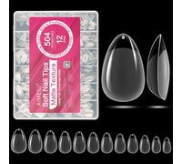 AIMEILI 504 Pezzi Tip in Gel per Unghie Full Cover, 12 Taglie Tip Unghie Ricostruzione Mandorla Soft Gel Nail Tips Fake Nails - 010