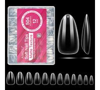 AIMEILI 504 Pezzi Tip in Gel per Unghie Full Cover, 12 Taglie Tip Unghie Ricostruzione Stiletto Soft Gel Nail Tips Fake Nails - 012