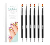AIMEILI 6 Pezzi Pennelli per Unghie Nail Art Brushes Kit Pennello Doppia Punta Dot Painting Tools Set Pennelli per Dipingere e Punteggiare Liner Nail Art
