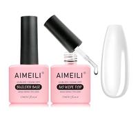 AIMEILI 7 in 1 Clear Builder Base Gel Unghie e No Wipe Top Coat Set, Smalto Semipermente in Gel UV LED Soak Off - Facile da Usare & Comodo, 2x15ml