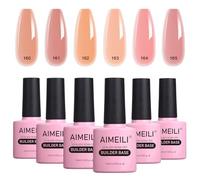 AIMEILI 8 in 1 Builder Base Gel Set - Nudo Rosa Colori Gel Rinforzante per Unghie, Base Coat, Estensione delle Unghie, Riparazione di Manicure, Decorazione per Unghie Gel Polish Set 38, 6x10ML