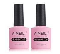AIMEILI Base e Top Coat Semipermanente Smalto per Unghie in Gel UV LED Soak Off Kit per Manicure 10ml