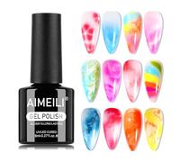 AIMEILI Blooming Gel Unghie Smalto Semipermanente Soak Off UV LED per Distribuire, Marble, Watercolor Nail Gel Floreale Nail Art Design 8ml
