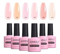 AIMEILI Builder Gel Unghie e Base Coat 5 in 1 Sheer Smalto Semipermente in Gel UV LED Estensione delle Unghie Quick Gel per Unghie Ricostruzione Smalto per Unghie Gel Polish Set 6 x 10 ml - Kit 35