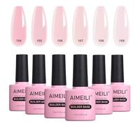 AIMEILI Builder Gel Unghie e Base Coat 5 in 1 Sheer Smalto Semipermente in Gel UV LED Estensione delle Unghie Quick Gel per Unghie Ricostruzione Smalto per Unghie Gel Polish Set 6 x 10 ml - Kit 37