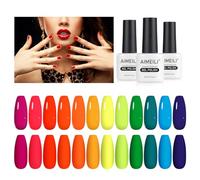 AIMEILI Estate Neon Smalto Semipermanente Azzurro Unghie Colori Kit in Gel UV LED Soak Off Set 12x8ml - Kit 23