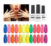 AIMEILI Estate Neon Smalto Semipermanente Azzurro Unghie Colori Kit in Gel UV LED Soak Off Set 12x8ml - Kit 24