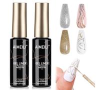 AIMEILI Gel Oro e Argento Liner Smalto Semipermanente 8ml Gel Liner Nail Art Glitter Silver e Gold Soak Off UV LED French Manicure Semipermanente Manicure DIY Nail Art