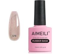 AIMEILI Glitter Rubber Base Gel, Smalto Semipermanente per Unghie, Elastico UV/LED Soak Off - Nude, Bello Denso e Autolivellante - (576) 10ml