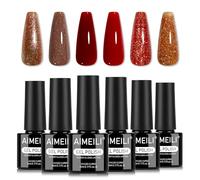 AIMEILI Kit Semipermanente Unghie Autunno 6 Colori Glitter Smalto Semipermanente Unghie UV LED Soak Off Smalti Gel Colorati Nail Art 5ml Kit 6-110