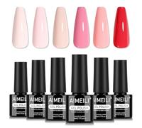 AIMEILI Kit Semipermanente Unghie Rosa 6 Colori Smalto Semipermanente Unghie UV LED Soak Off Smalti Gel Colorati Nail Art 5ml Kit 6-80