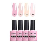 AIMEILI Kit Smalto Semipermanente Unghie Colori in Gel Lampada UV LED Soak Off per Manicure Colorati Gel Nail Polish Gift Set 4 x 10 ml - Set 17