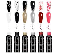 AIMEILI Liner Smalto Semipermanente 8ml 6 Colori Gel Liner Nail Art Bianco Nero Oro Argento Rosso Rosa Soak Off UV LED French Manicure Semipermanente Manicure DIY Nail Art