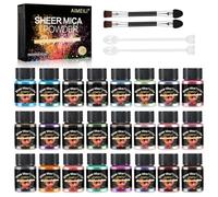 AIMEILI Mica Polvere, 24 Colori Resina Epossidica Colore Madreperla Polvere Neon Pigmento Polvere per Versare Polvere di Polvere di Pigmento Per Unghie Unghie Nail Art Gel Smalto Pittura, Muco
