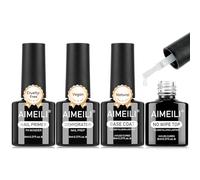 AIMEILI Nail Prep Primer Base e Top, 4 x 8ml Base e Top Coat Semipermanente Dehydrator e Primer Unghie Long Lasting Nail Polish UV Set