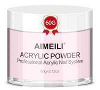 AIMEILI Polvere Acrilica Rosa 60g, 4 in 1 Polvere Acrilica per Unghie Extension, Scultura 3D, Unghie French, Decorazione Nail Art Acrylic Powder Rosa