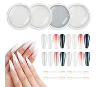 AIMEILI Polvere Unghie Effetto Perla 4 Pearl Chrome Nail Powder Pigmento Aurora Unghie Pearlescent Pigment Powder Glitter Nail Art